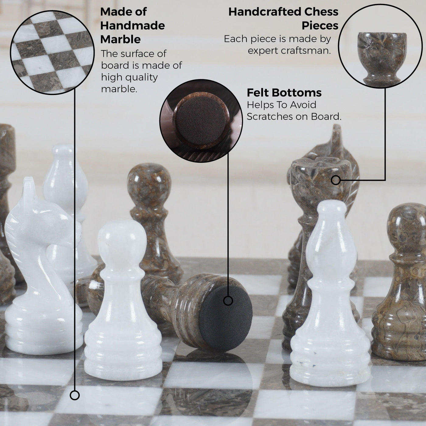 Marble Brown and White Chess Set